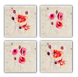 Hermia Alfombras de Cristal de Piedra Natural Multicolor (4 Piezas)